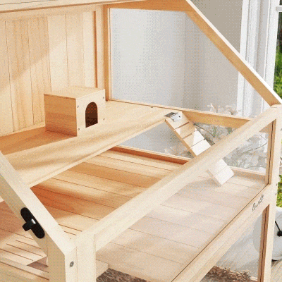 PawHut Gabbia per criceti 80x50x76cm Legno naturale