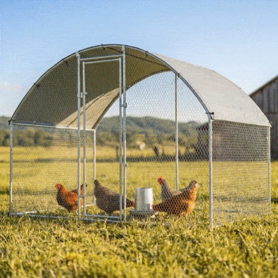 PawHut Pollaio da Esterno con Tetto Impermeabile Anti UV Argento