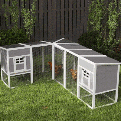 PawHut Pollaio 251cm x 192cm x 103cm Grigio