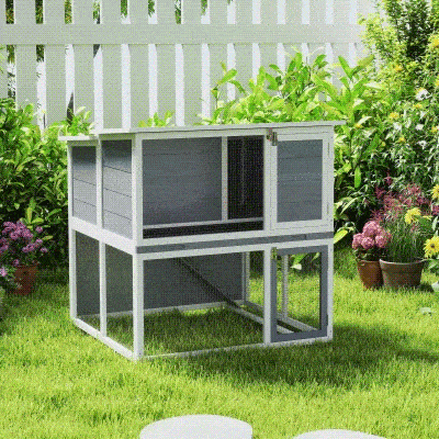 PawHut Conigliera 98cm x 95cm x 102,5cm Grigio