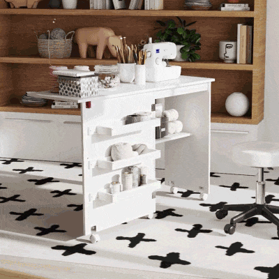 HOMCOM Tavolo da cucito 118x40x79.5cm Bianco